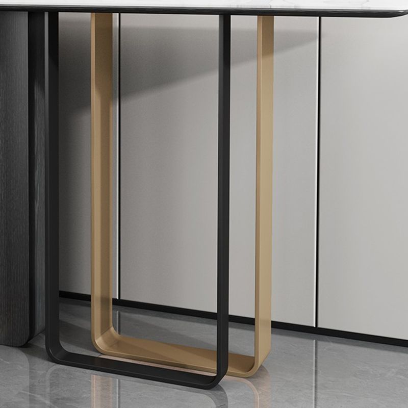 16 Inch Wide Glam Accent Table Rectangle Stone Console Table for Hall