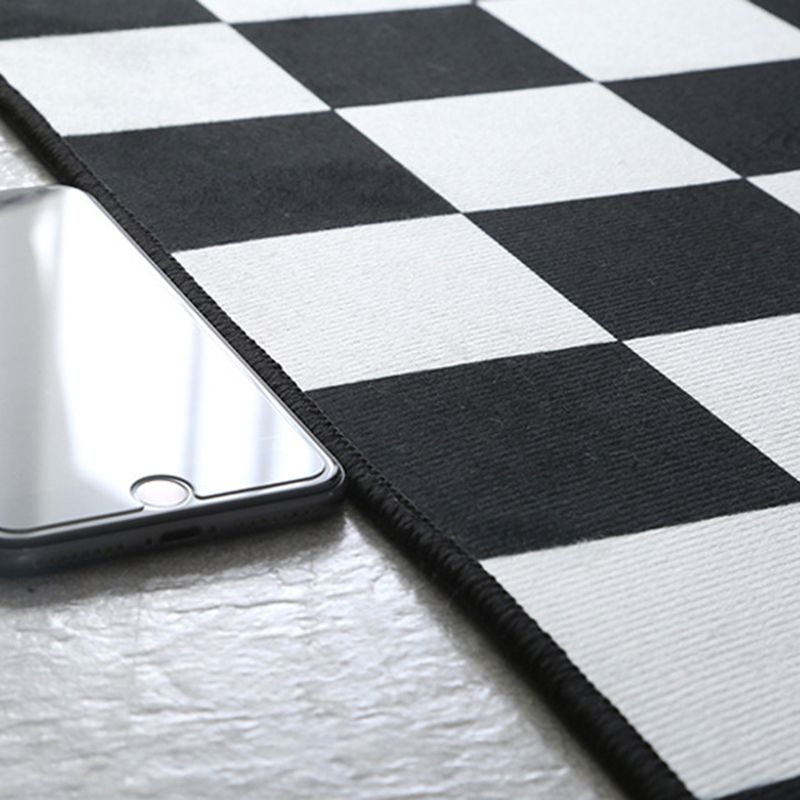 Rapis moderne Black MODER POLYESTER Tapis lavable pour le salon