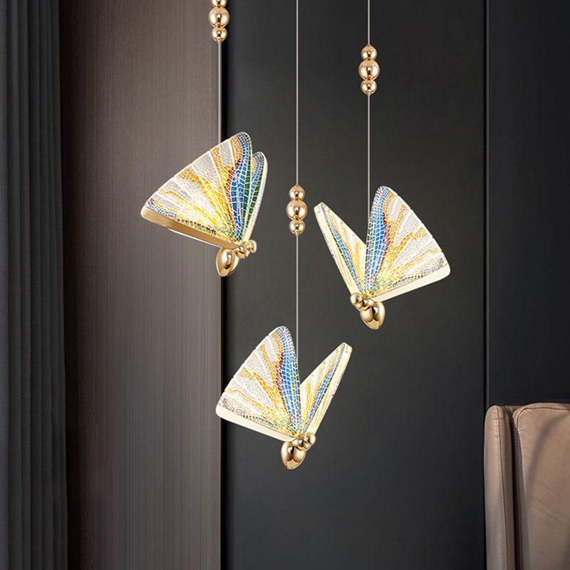 Métal Butterfly Shade Hanging Lights Modern Style 1 Light Hanging Mount Fixture For Dining Room