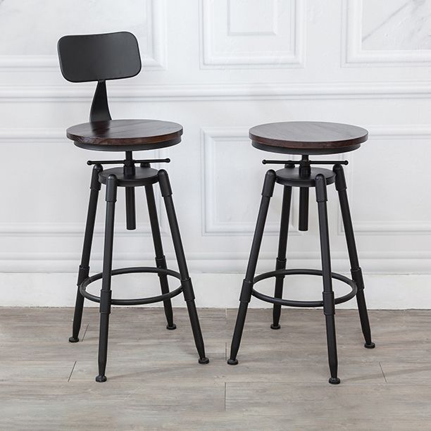Modern Armless Rotatable Counter Stool Iron Cafe Bar Stool with Seat and Pedal
