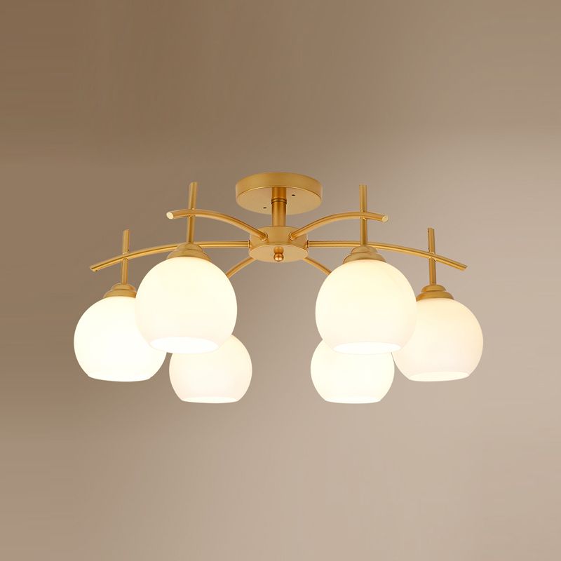 Lámpara de techo múltiple de la lámpara de semi lavado de metal tradicional con sombra de vidrio de globo