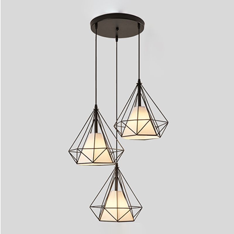 Forme de diamant Éclairage suspendu de style postmoderne Metal Light Pendant pour le chevet