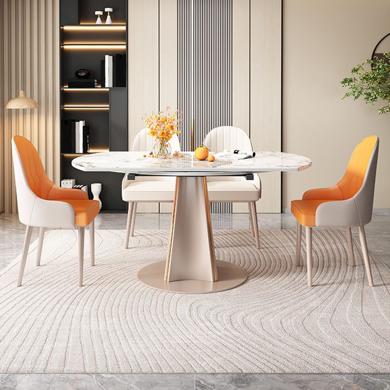 Rectangular Dining Table Modern Stone Table Top with Gold Metal Legs