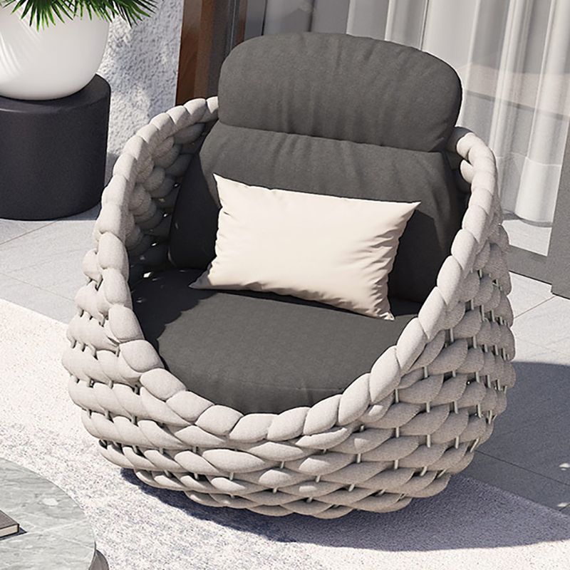 Arc Shape Outdoor Sofa Tropical Style Metal Tuxedo Arm Loveseat