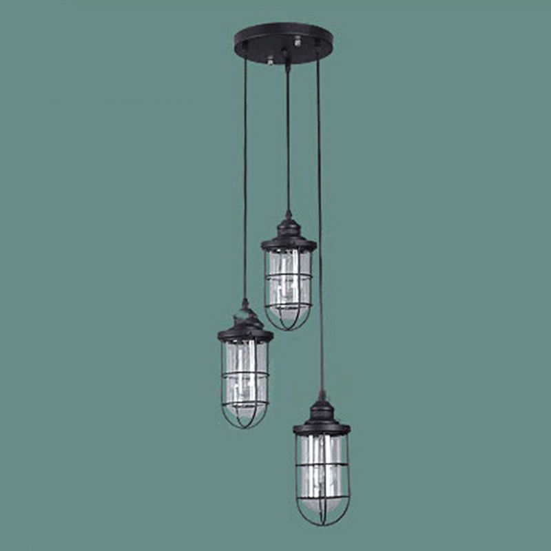 3 Cage lumineuse Loute de plafond suspendu industriel Films de pendentif métallique pour restaurant