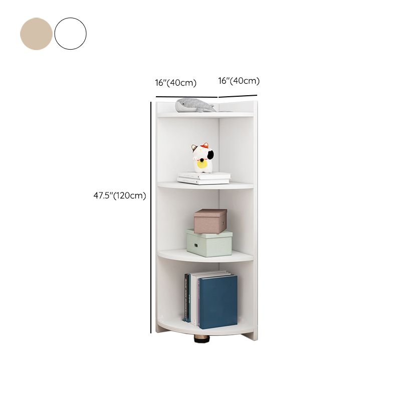 Modern Corner Closed Back Shelf Bookcase Engineered Wood Bookshelf with Cabinets