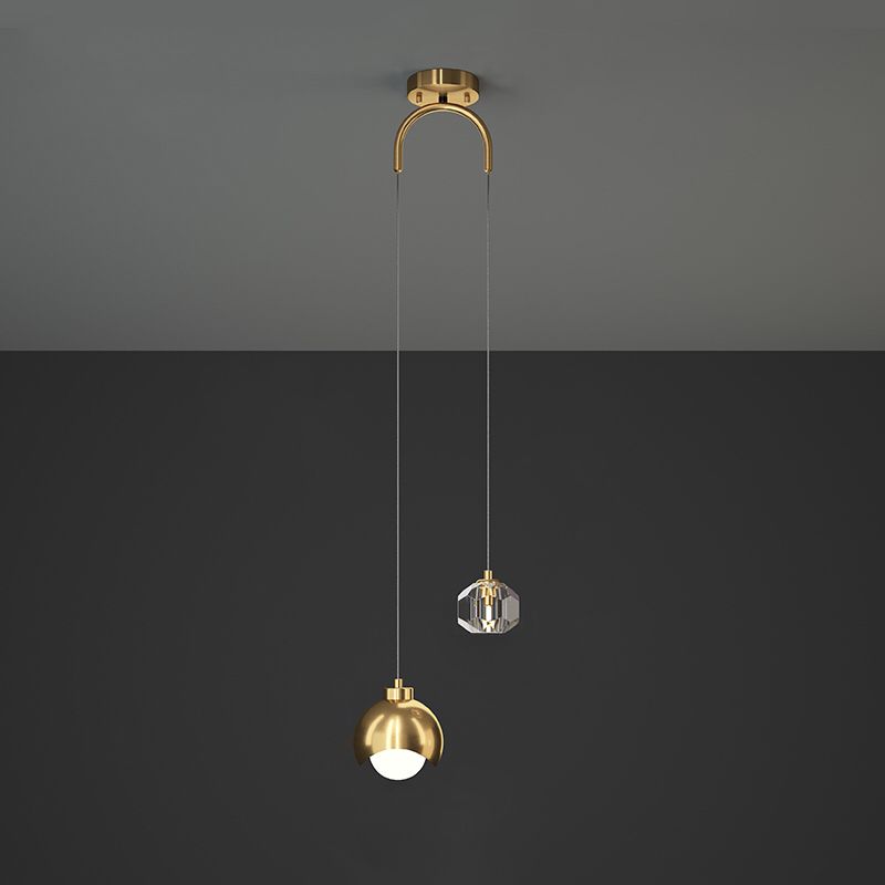 Contemporary Hanging Ceiling Light Crystal 2-Light Ceiling Pendant Light