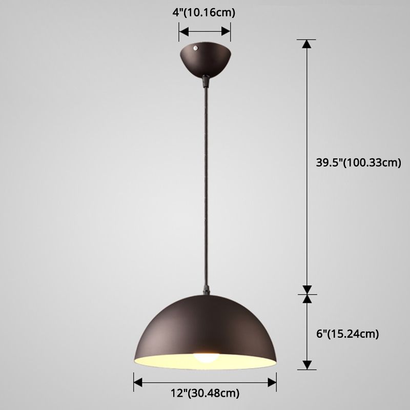 Metal Ribbed Dome Hanging Light 1-Light Nordic minimaliste Style suspendu lampe pour restaurant