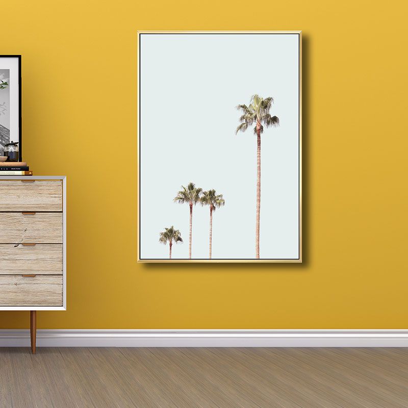 Coastal Coconut Tree Wall Decor Canvas Decorative Green Art Print for Great Room