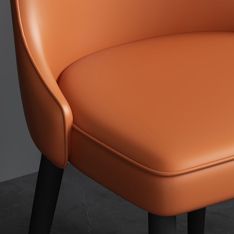 Modern Simple Side Chair Faux Leather Dining Chair with Metal Base for Bedroom