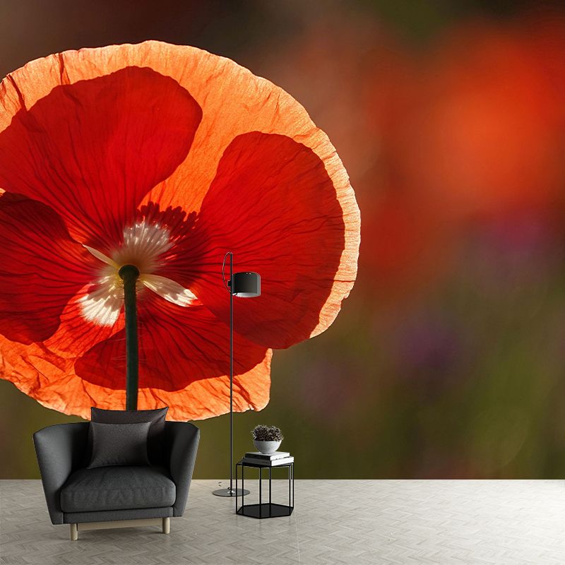 Beautiful Flower Mural Wallpaper Mildew Resistant for Living Room Decor