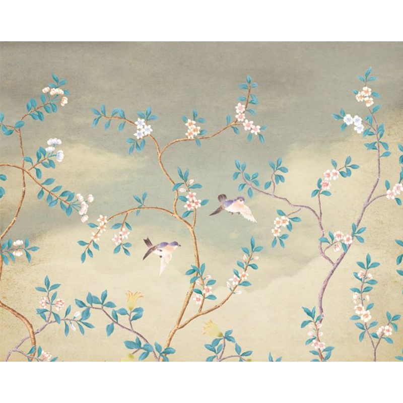 Autocollant Mural au Design Floral vif, décoration murale moderne en matériau non tissé de couleur claire