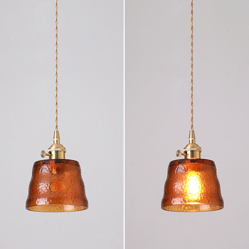 Geometry Shade Hanging Lighting Industrial Style Glass 1 Light Pendant Lamp for Bedside