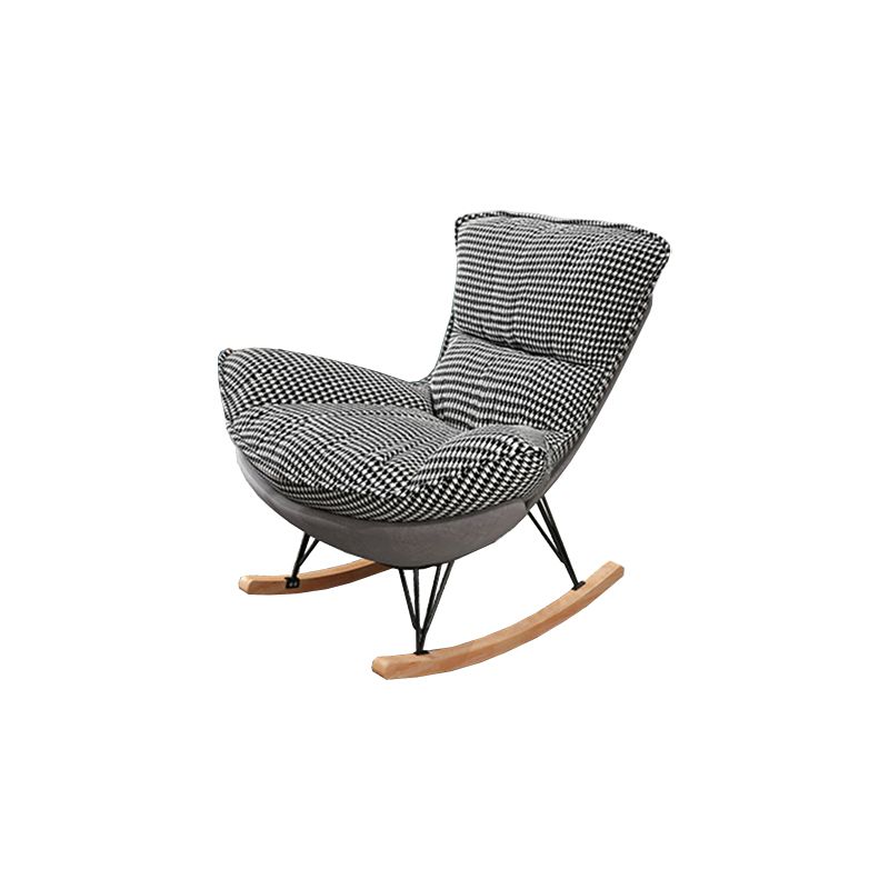 Modern Glider Chair Pure Color Metal Dark Legs Rocking Chair with Ottoman