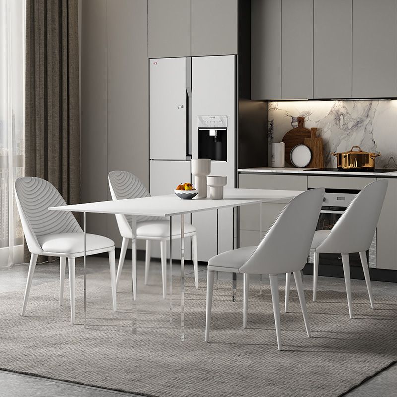 Medieval Modern Rectangle Dining Table Sintered Stone Table with Acrylic Legs for Home Use