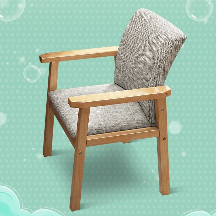 Contemporary Wood Squar Dining Chair Fabric Dining Side Chair for Kitchen