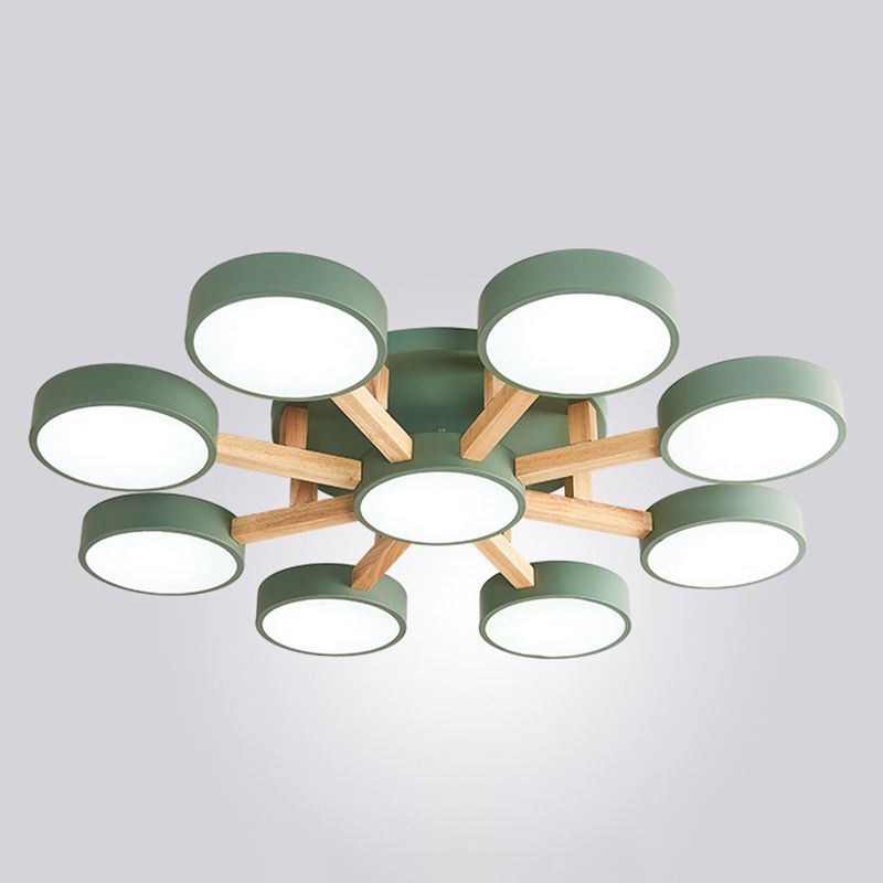 Nordic Round Ceiling Light Colorful Multi Light Flush Mount Light for Bedroom