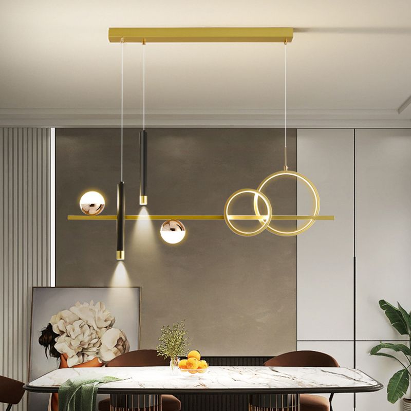 Modern Concise LED Island Light Aluminium Indoor Pendant Light with Acrylic Shade