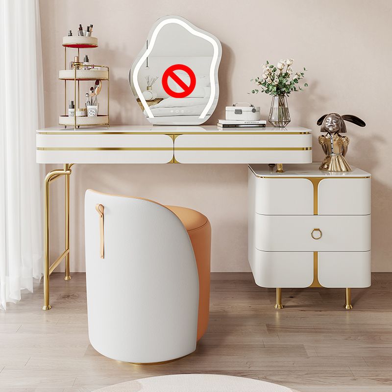 Wooden Vanity Dressing Table Set Glam Slate Top Makeup Vanity Set