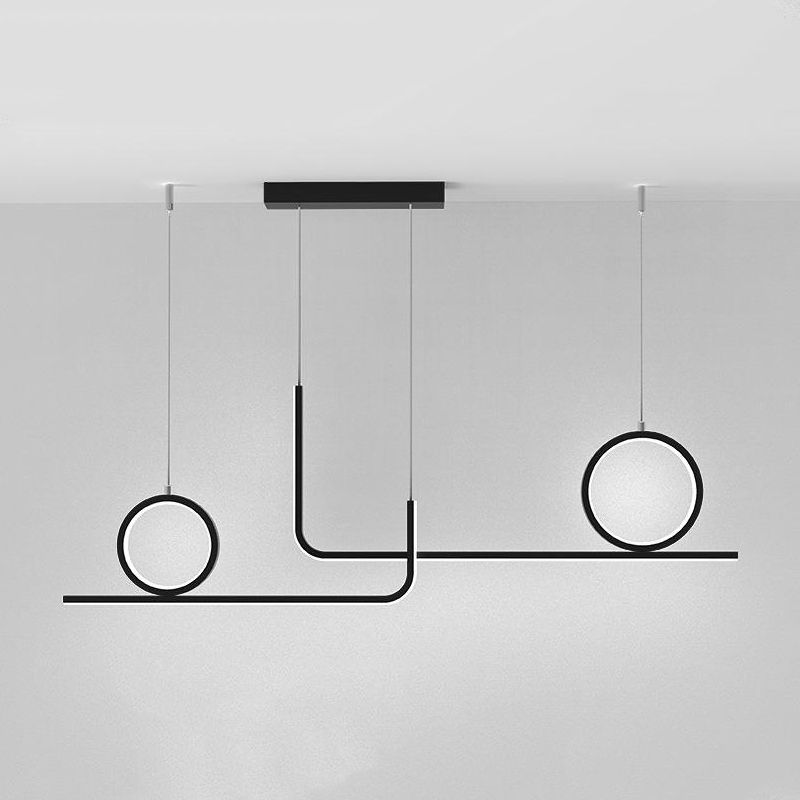 Modern 4-Light Black Kitchen Island Lighting LED Unique Island Pendant Lighting