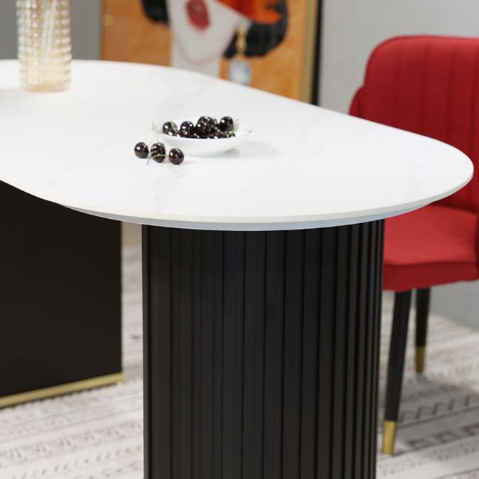 Mesa de comedor de comedor de doble pedestal de lujo muebles de comedor de piedra