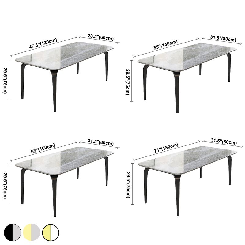 4 Legs Kitchen Dining Table Modern Luxury Style Rectangle Stone Dinette Table