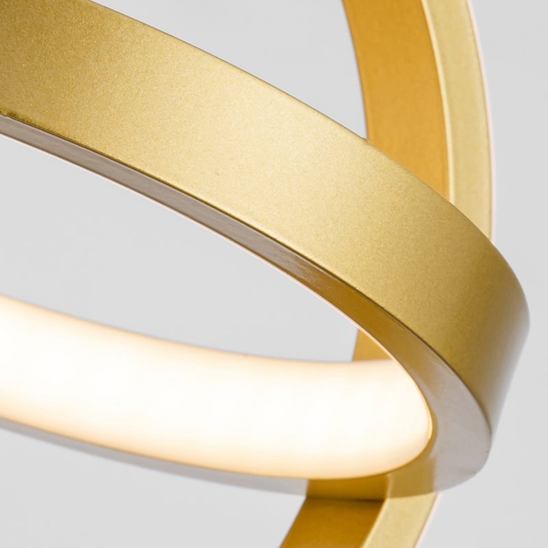 Golden Interlocking Pendant Light Fixture Simplicity 2-Light Metal Drop Lamp for Dining Room