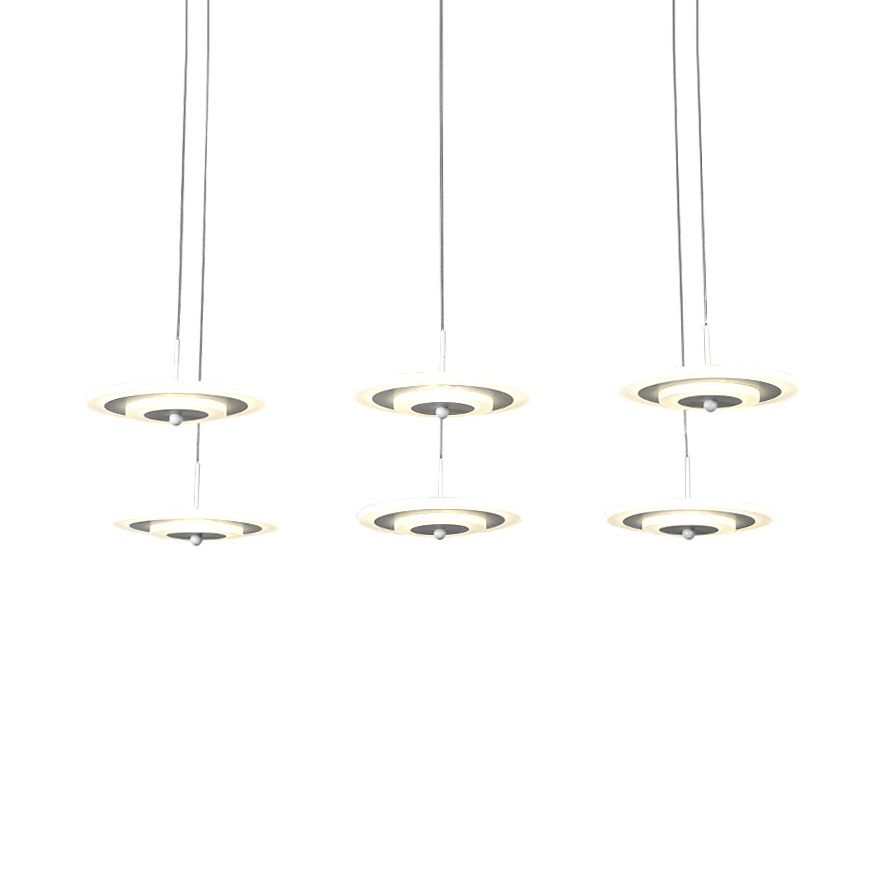 Luz de techo redondo blanco/marrón LED moderno de 3/6 ligeras colgantes de colgantes de acrílico en luz cálida/blanca/natural