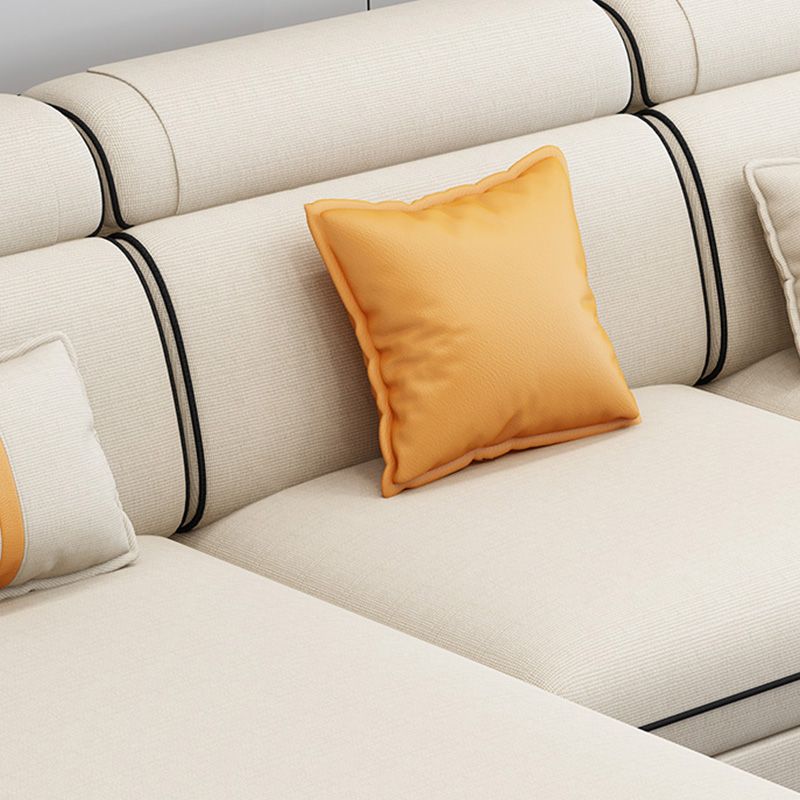 Faux Leather Cotton Blend Furniture Sectionals with Storage in Beige