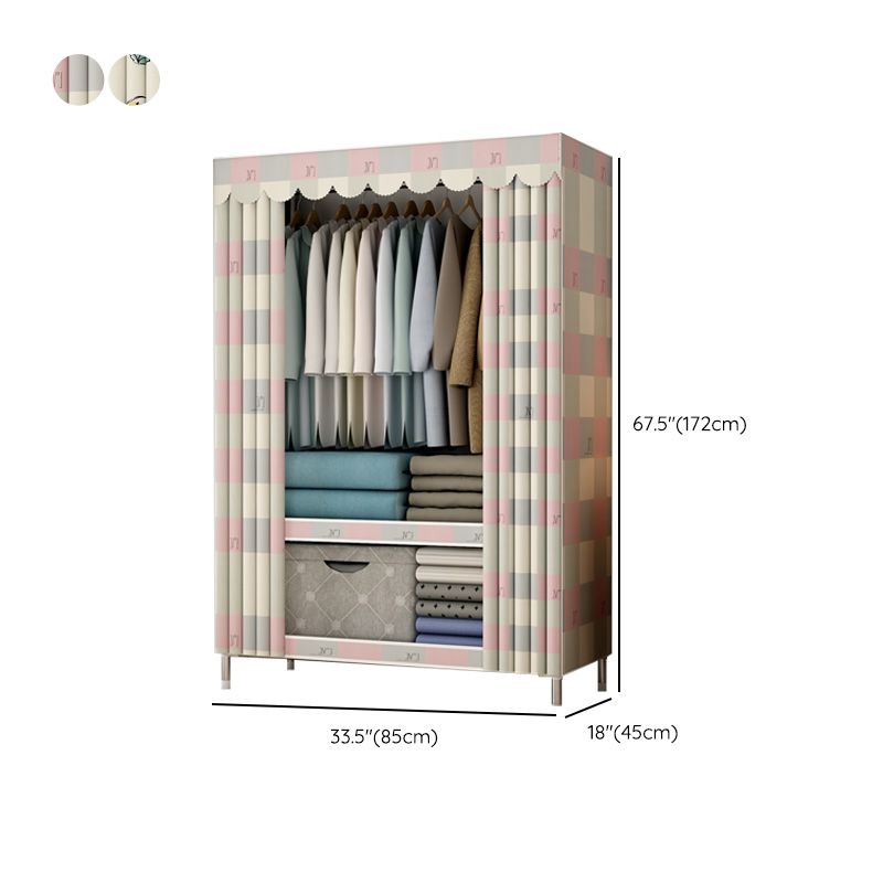 Contemporary Metal Wardrobe Cloth Rod Included Wardrobe Closet with Legs