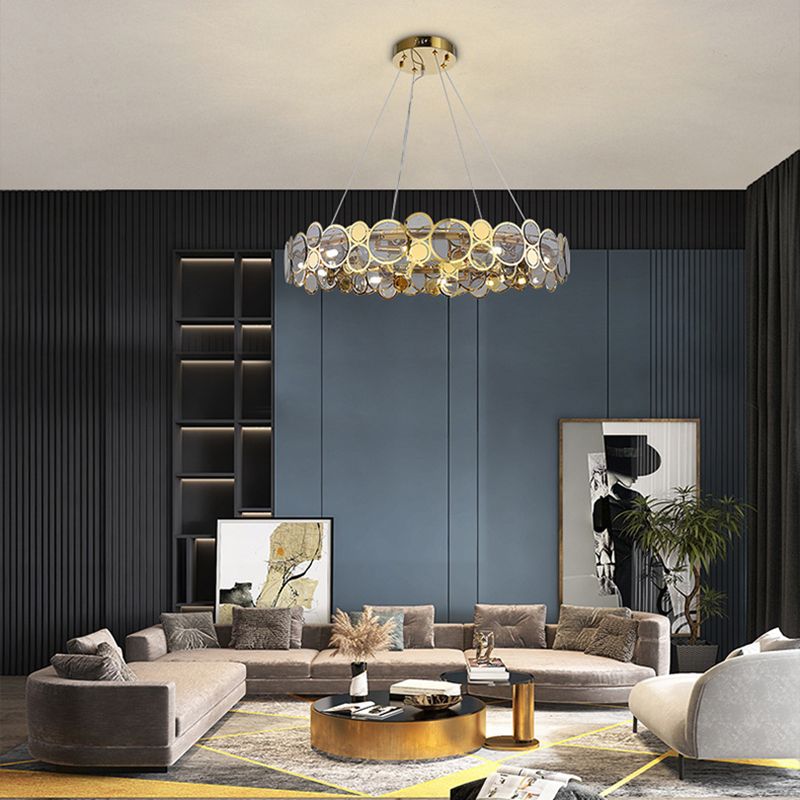 Postmodern Simplicity Circular Chandelier Light Fixtures Glass Hanging Pendant Lights for Restaurant