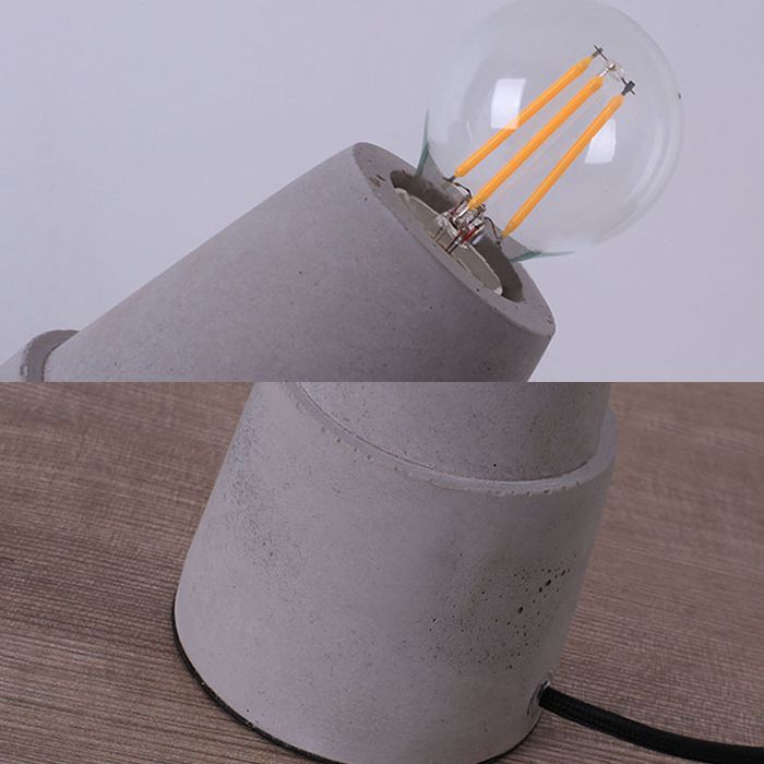 Open-Top Table Lamp Modern Grey/Brown/Clear Glass 1 Light Reading Night Table Light with Cement Base, 8"/10" Wide