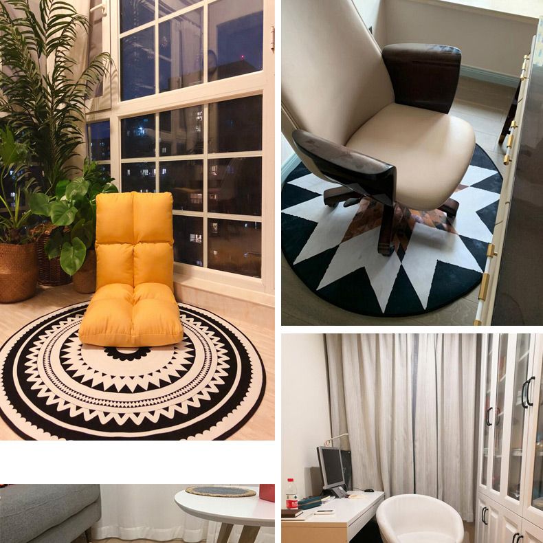 Tapis d'intérieur rond Simple de couleur unie, en Polyester, imprimé de plantes, avec support antidérapant, pour la décoration de la maison