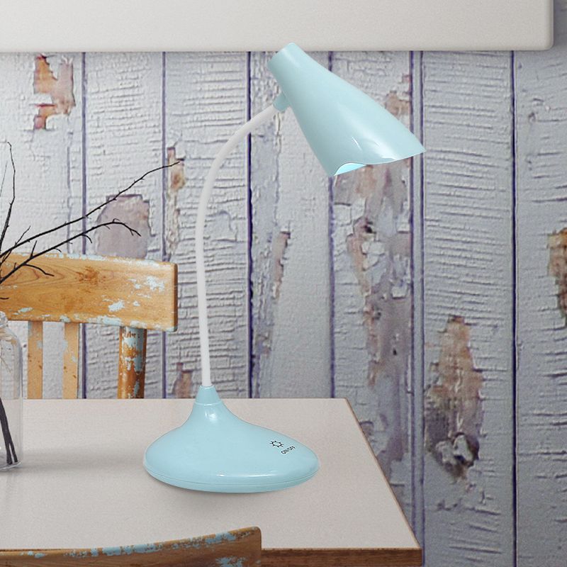 Nordic Bell Shape Standing Desk Light Touch-Sensitive Blue/Green/Pink/White LED Desk Lamp with USB Charging Port