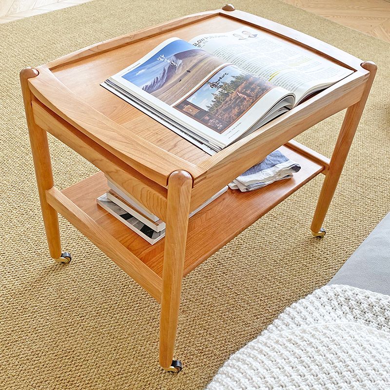 Modern Rectangular End Table Double Tier Corner Table with Storage