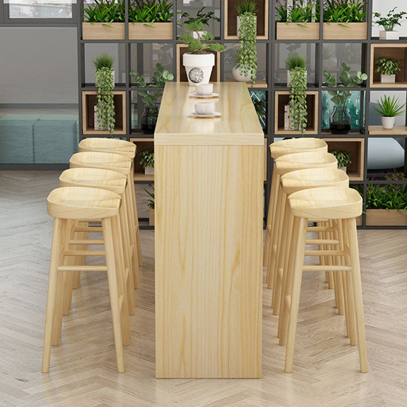 Contemporary 1/2/5/9 Pieces Bar Table Set Rectangle Wooden Bar Table with High Stools