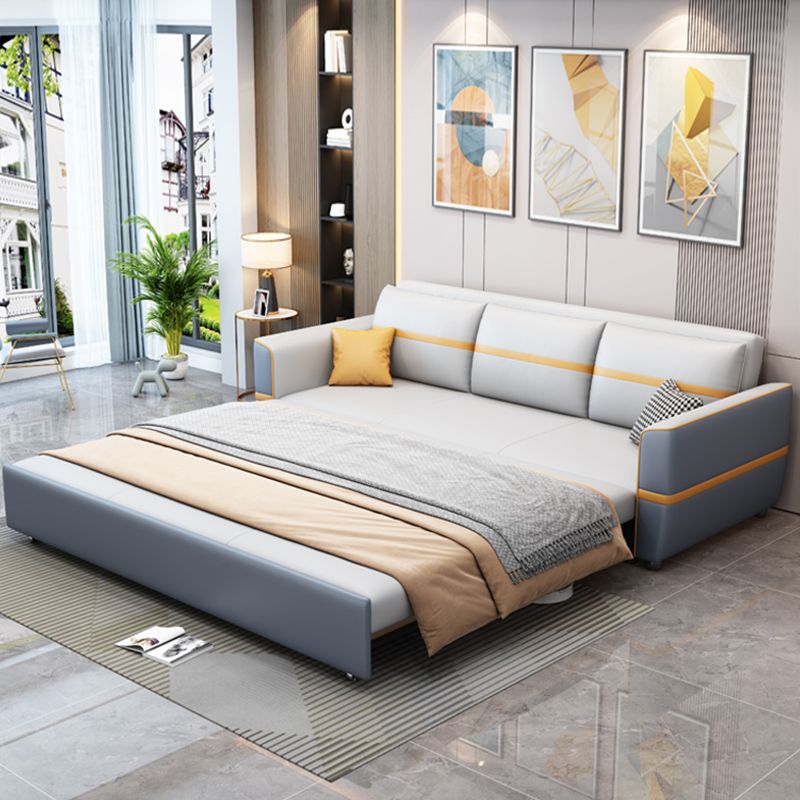 Upholstered Convertible Sofas Faux Leather Sleeper Sofa with Storage