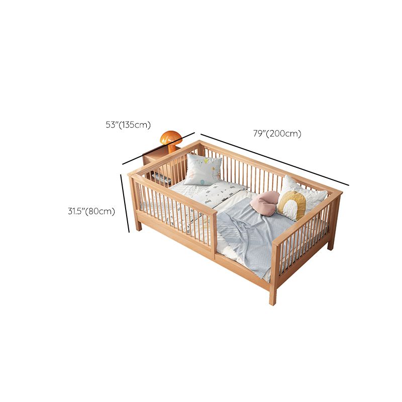 Contemporary Glam Solid Wood Nursery Crib Washed Natural with Guardrail