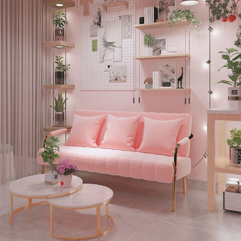 Sofa with 3 Pillows 3 Seater Hair Pin Legs Seating with Metal for Bonus Room