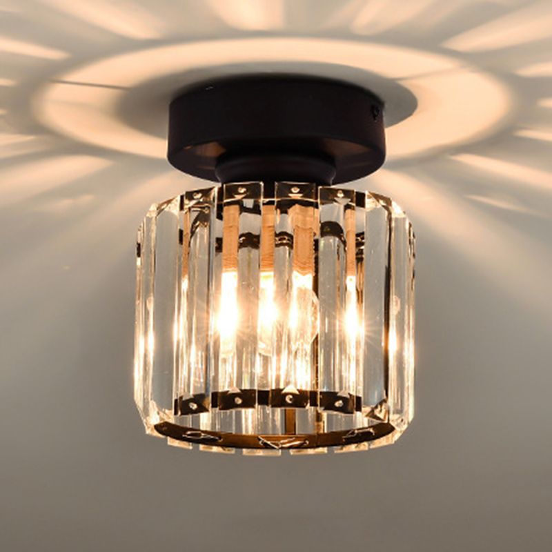 Crystal Geometric Flush Mount Ceiling Light Simplicity 1 Light Flush Light in Clear