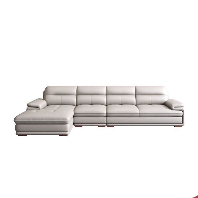 Beige Contemporary Sofa/Sectional with Genuine Leather and Leather