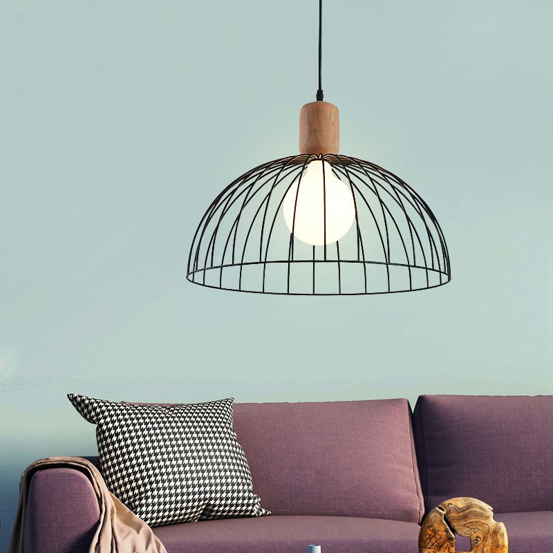 Kuppel Anhänger Beleuchtung Minimalist Metall 1 Kopf schwarzes Pendel Licht für Wohnzimmer