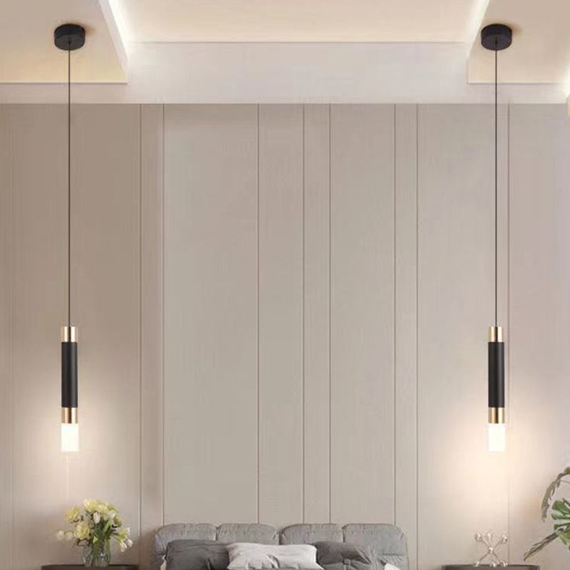 1-Light Line Hanging Pendant Modern Style Metal Hanging Lighting for Living Room
