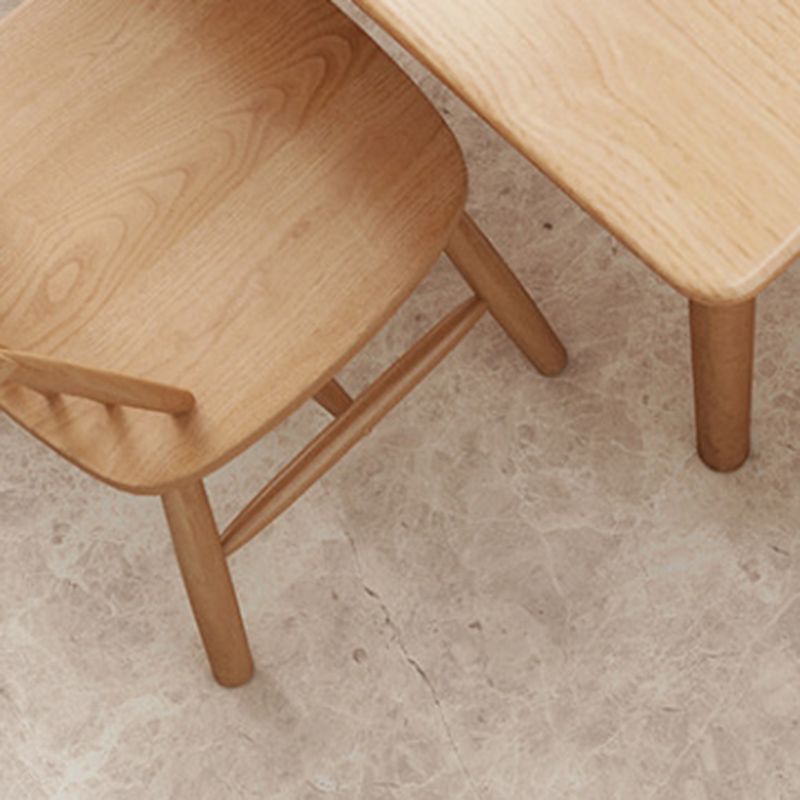 Contemporary 1/2/5/7 Pieces Furniture Rectangle Solid Wood Dining Table Set in Natural