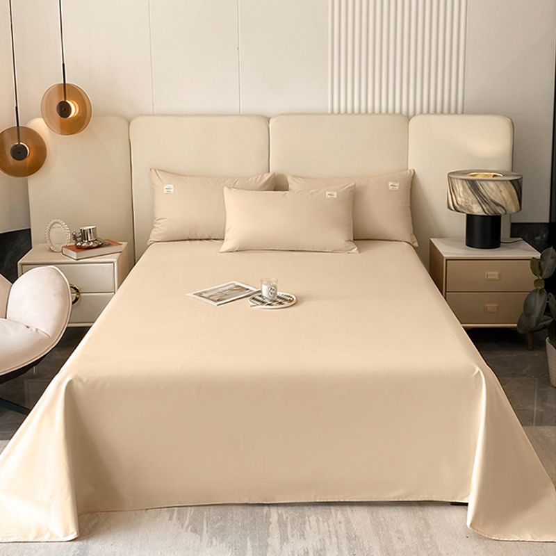 Solid Color Bed Sheet Set 100 Cotton Breathable Bed Sheet Set with Wrinkle Resistant