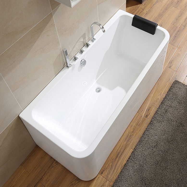 Back to Wall Soaking Bathtub Modern Rectangular Antique Finish Tub