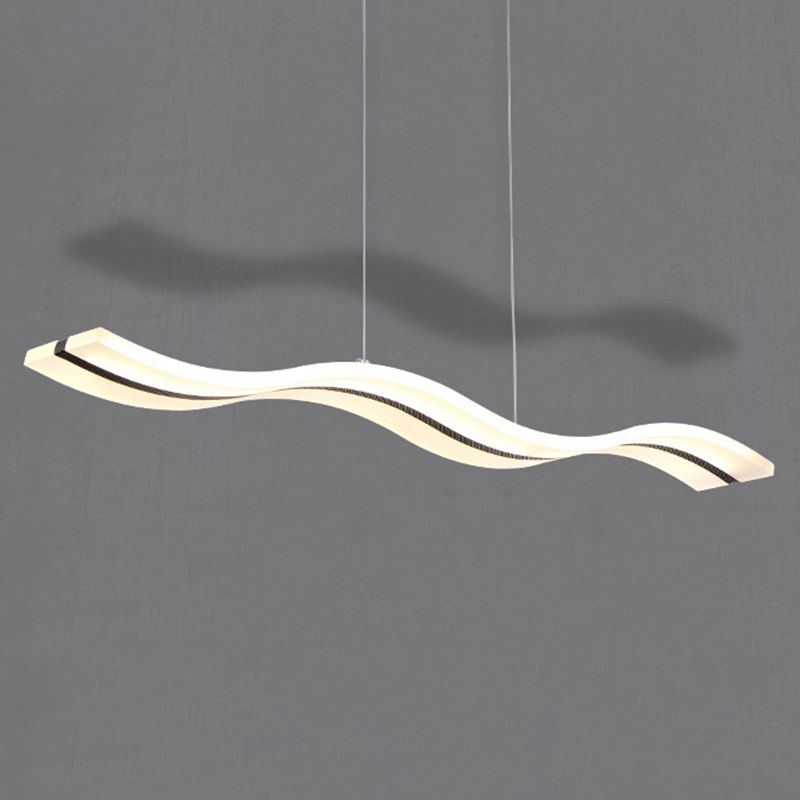 Luz de la isla LED de ola blanca en moderna luz colgante de acero inoxidable de estilo conciso con sombra acrílica