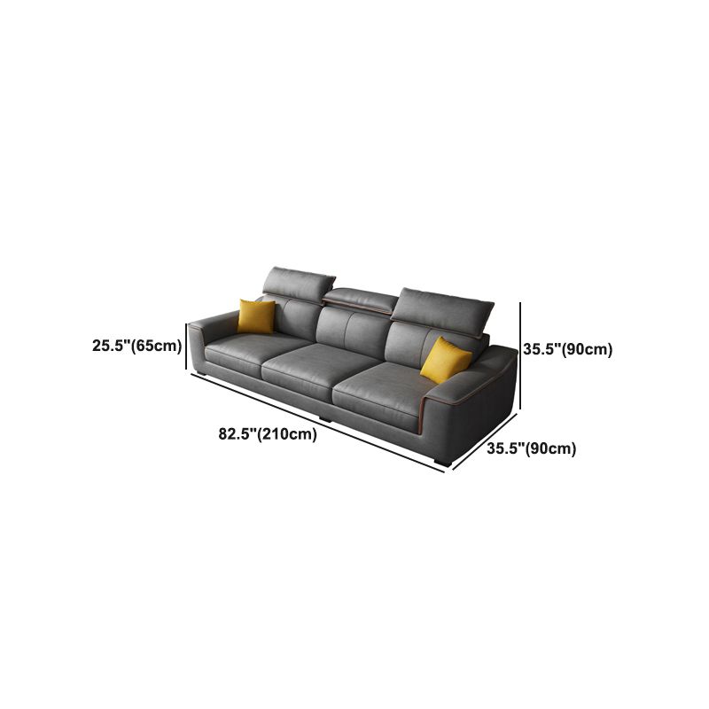 Dark Gray Faux Leather Sectional Sofa 35.43" Tall  Stain-Resistant Sofa