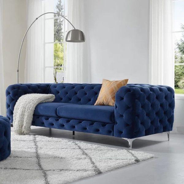 Contemporary Tufted Back Sofa with Tuxedo Arm for Livingroom
