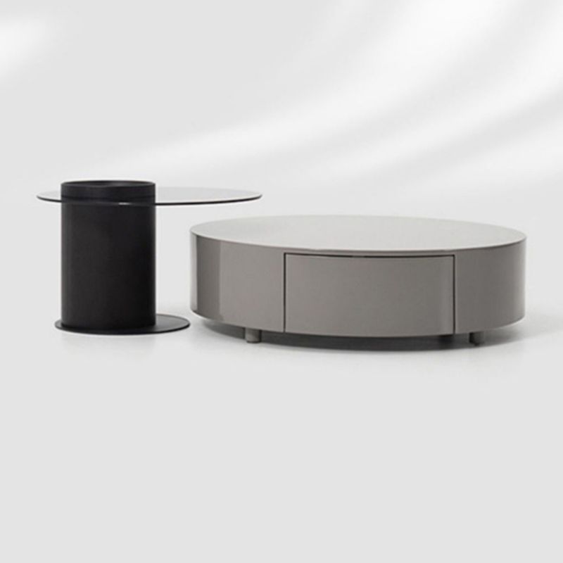 Modern Coffee Table Round Nesting Coffee Table with Storage Drawers